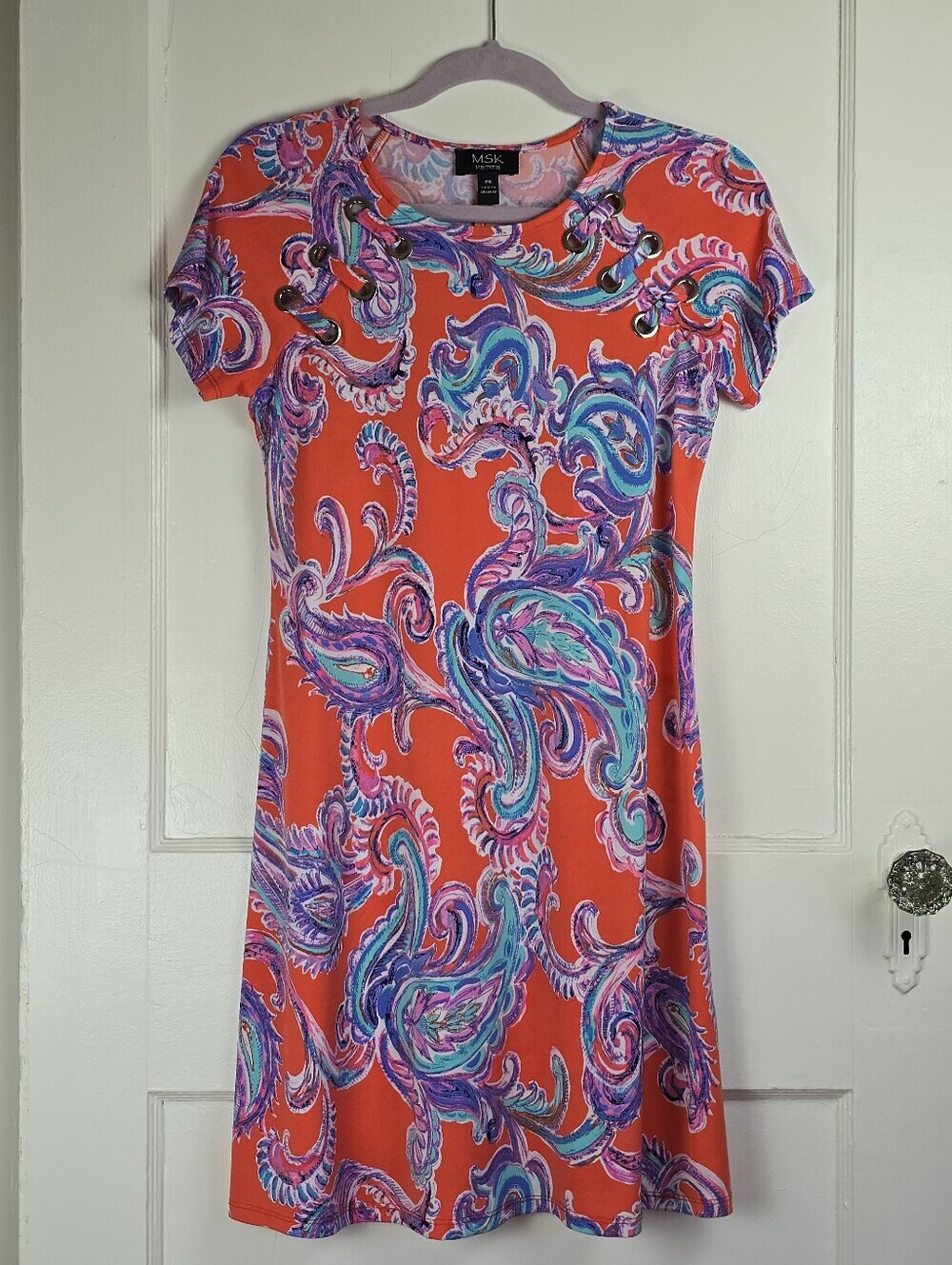 MSK Red Purple and Pink Knit Summer Dress PS